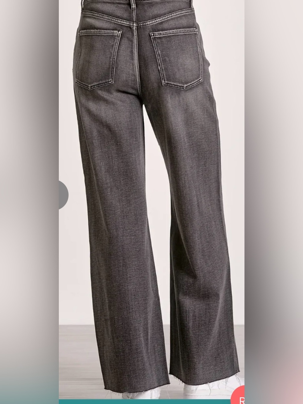 NWT Elan Black Wash Wide Leg Jeans Raw Hem High Rise Denim Medium - Picture 3 of 9